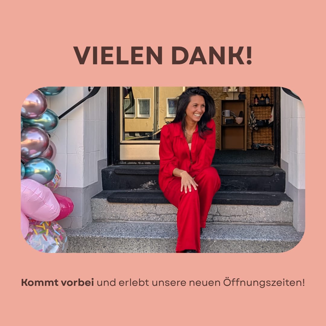 Dankeschön-Post vor dem Laden