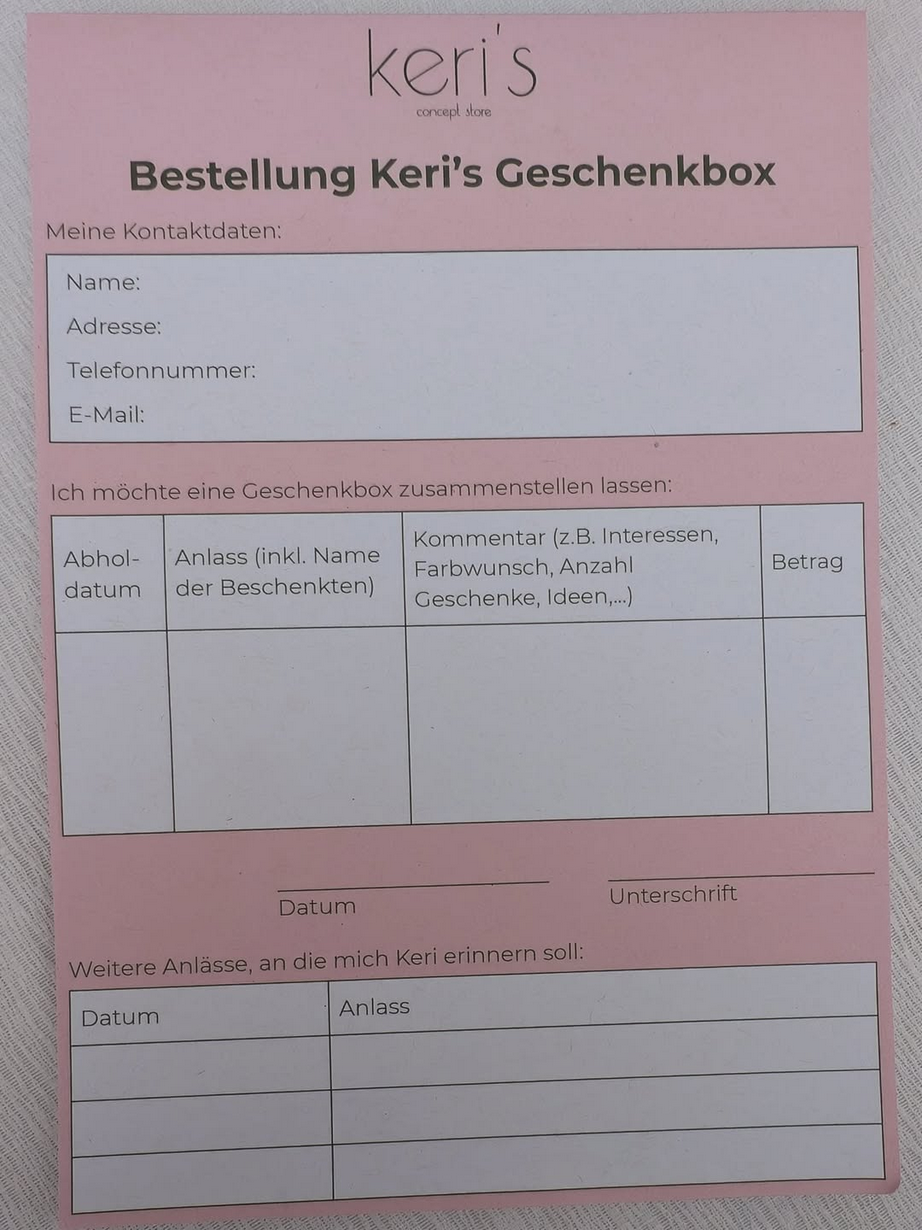 Personalisierte Geschenkbox – Bestellung